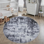 Round Area Rug for Living Room: 6 ft Washable Modern Abstract Soft Thin Rug - Image 4