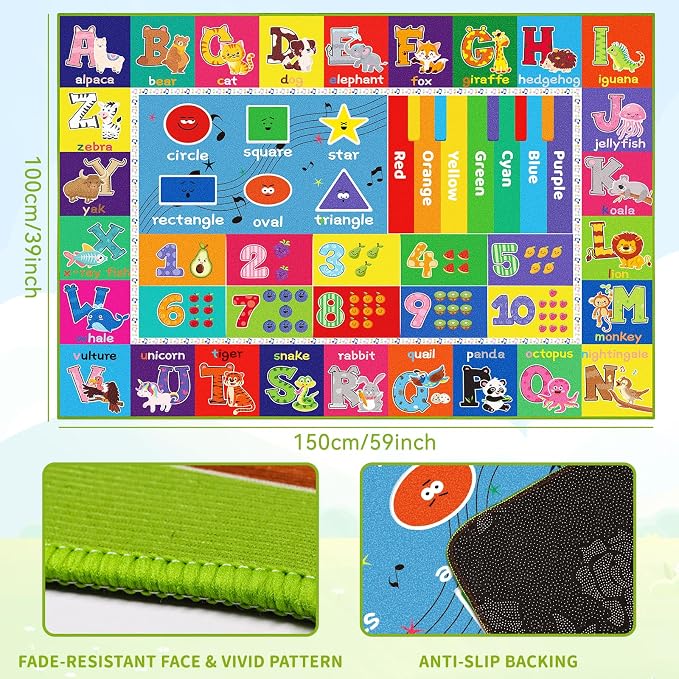ABC Kids Rug for Playroom, Educational Play Mat for Kids, Preschool Rugs - Image 4