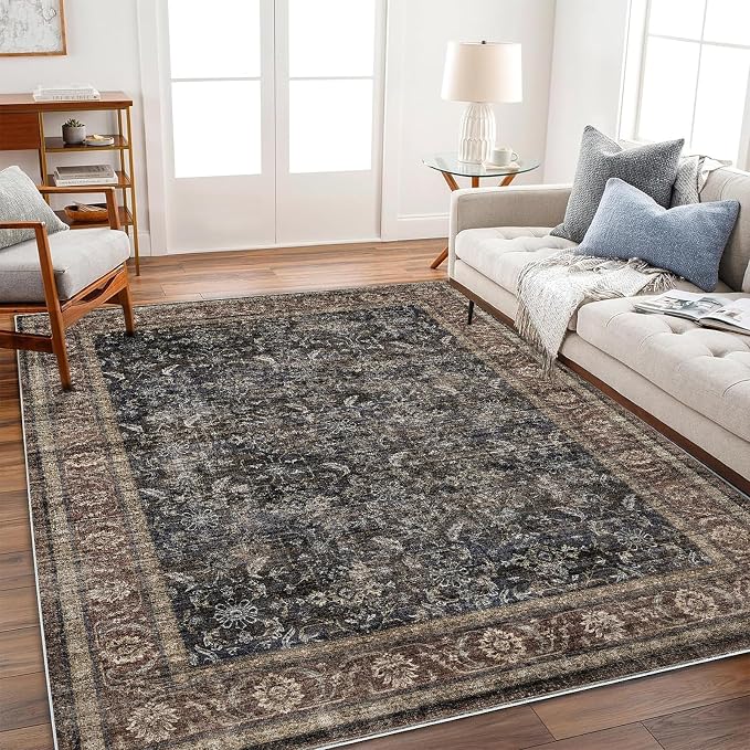 CHAMPLANT Area Rug 5'x7' Washable Rug Vintage Traditional Floor Cover Thin by CHAMPLANT