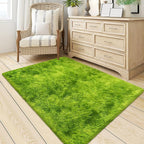 Tie Dyed Grass Green Rug 3x5 ft, Soft Plush Furry Shag Area Rugs Fluffy Fuzzy - Image 3
