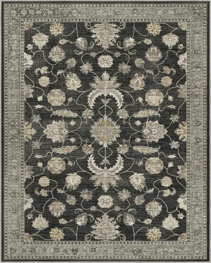5x7 Area Rug for Living Room-Vintage Farmhouse Boho Floral Washable Stain - Image 8