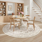 Madane Washable Round Rug 8ft for Living Room, Soft Ultra-Thin Non-Slip Vintage - Image 2