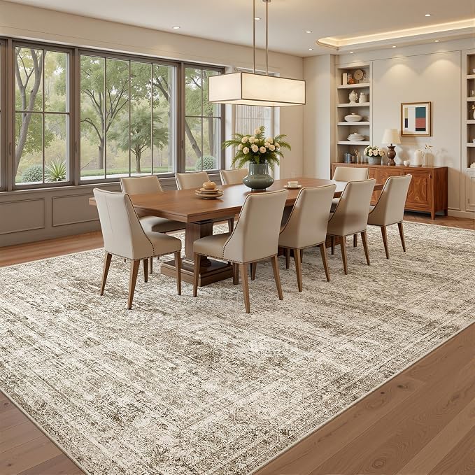 Soalmost 7x10 Area Rug for Living Room Washable Abstract Vintage Soft Thin - Image 4