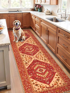 SERISSA Runner Rug for Hallways, Long Boho Rug Vintage Red Hallway Stair Ultra - Image 3