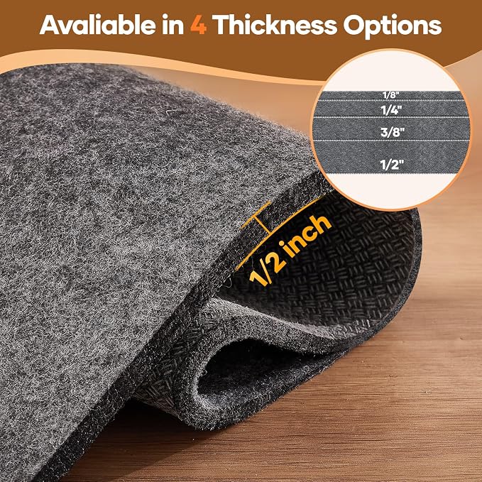 Veken Non Slip Cushioned Rug Pad Gripper 8x10 Ft, Felt and Silicone Backing - Image 4