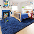 Amdrebio Navy Blue Area Rugs for Boys Bedroom, 5x8 Shag Fluffy Furry Plush Rug - Image 3