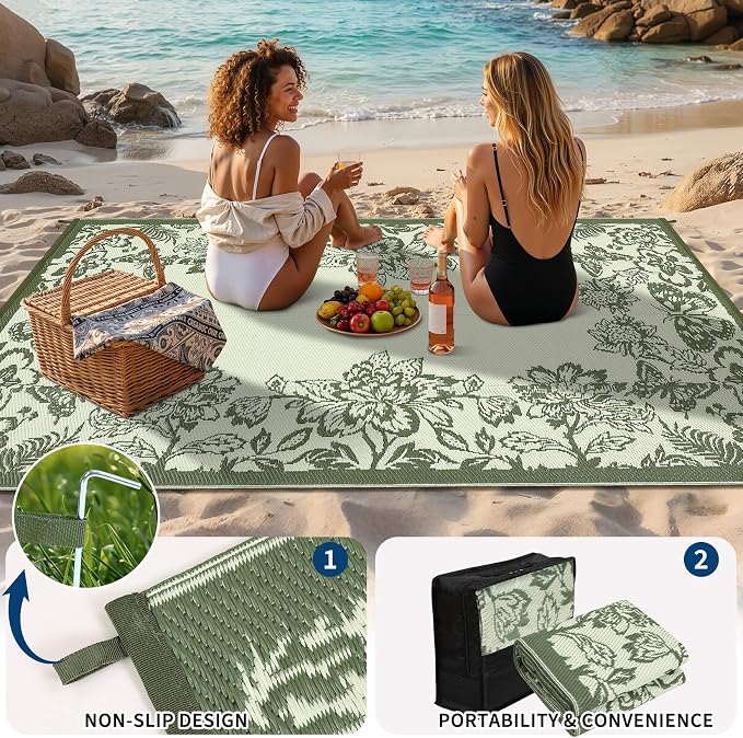 Garvee Outdoor Rugs 9' x 12’ Waterproof Reversible Mats, Large Area Plastic - Image 5