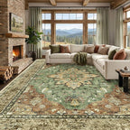 RELEANY Area Rugs Large 10'x12' Washable Non-Slip, Floral Vintage Distress by RELEANY
