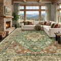 RELEANY Area Rugs Large 10'x14' Washable Non-Slip, Floral Vintage Distress by RELEANY