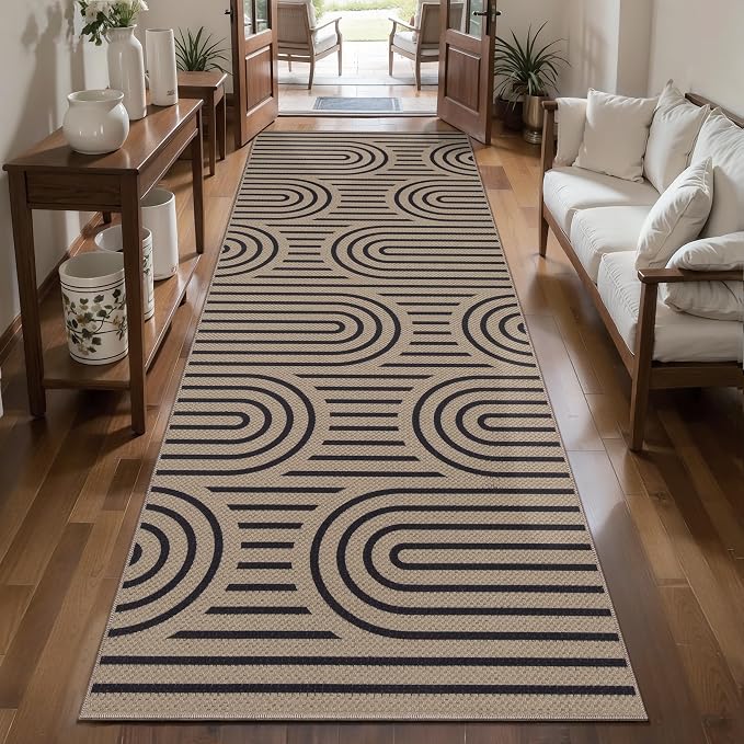 Tangsoo Modern Rainbow Easy Jute Rug 2.6x8 Washable Kitchen Runner by Tangsoo