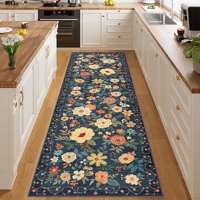DUKINO 3x10 Runner Rug for Hallway, Washable Kitchen Floral Runner Rug - Image 7