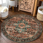 Moynesa Ultra-Thin Washable Round Rug - 3Ft Brown Entryway Rug Low Pile - Image 8