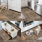 Washable Non-Skid 3 Piece Kitchen Rugs Set – Modern Boho Floral Low-Pile Area - Image 4