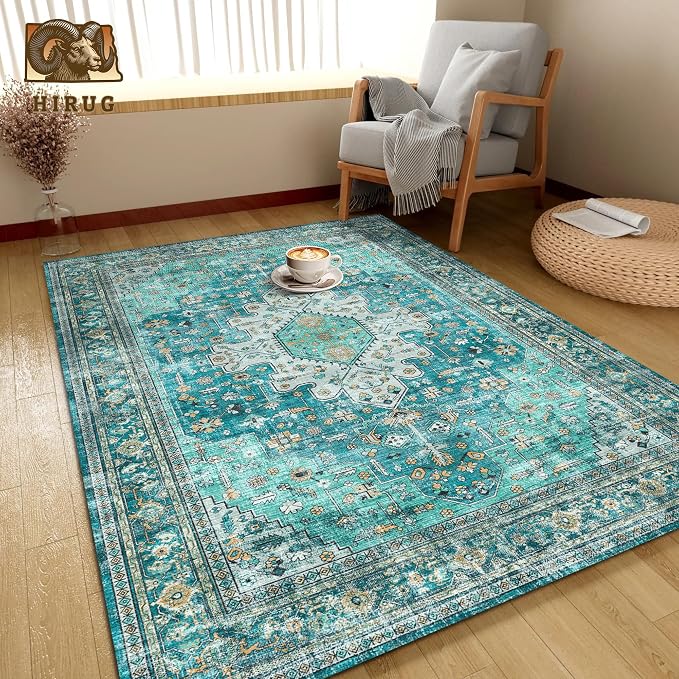 Washable Area Rug 8' x 10' Vintage Traditional Persian Mat - Image 4