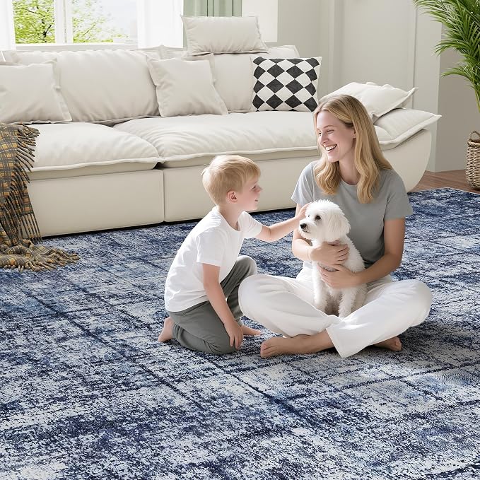10x14 Area Rugs for Living Room Washable Rug: Anti-Skid Abstract Modern Living - Image 7