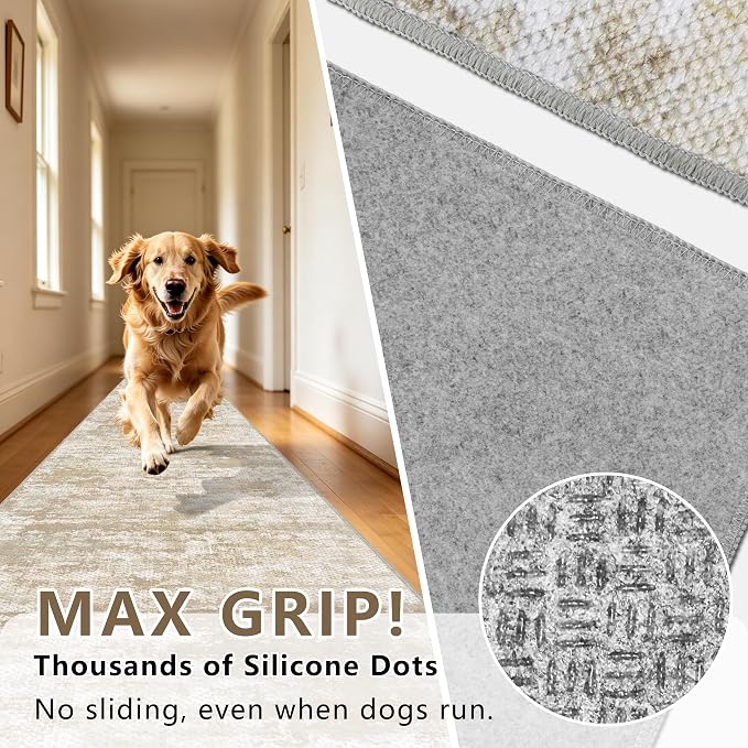 Abstract Washable Runner Rug 2x6, Hallway Rug Non-Slip, Woven Non-Shedding Thin - Image 5