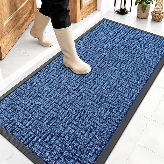 OLANLY Front Door Mat Outside Entrance 47x23, Heavy Duty Sturdy Natural Rubber by OLANLY