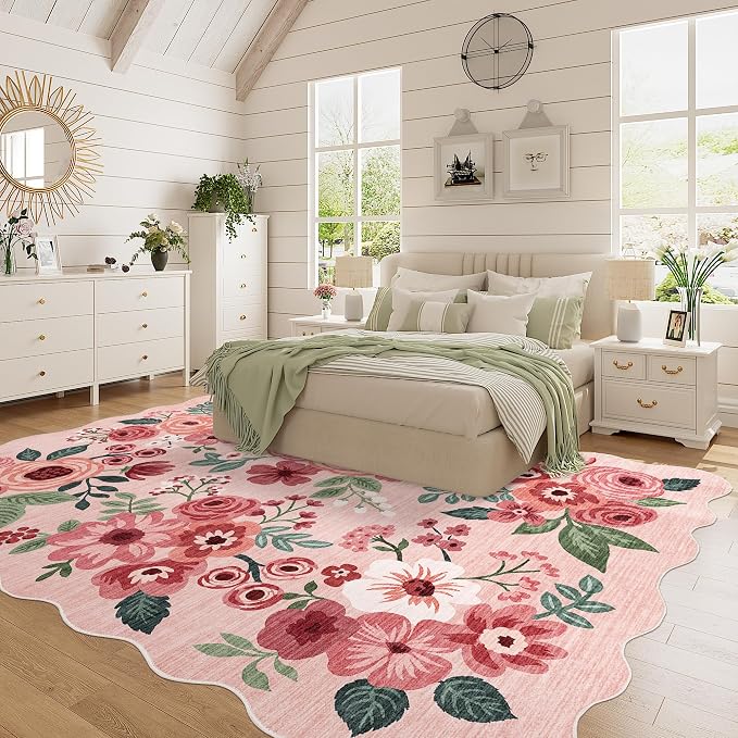 DUKINO 5x7 Area Rug, Floral Washable Rugs - Image 3