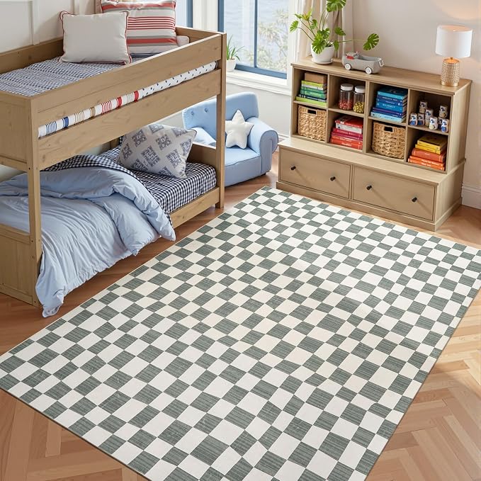 jinchan 6x9 Checkered Area Rugs by JINCHAN
