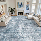 Soalmost 12x15 Washable Area Rug Blue/Grey Neutral Abstract Living Room Large - Image 2