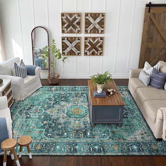 Moynesa Ultra-Thin Washable Vintage Area Rug - Image 6