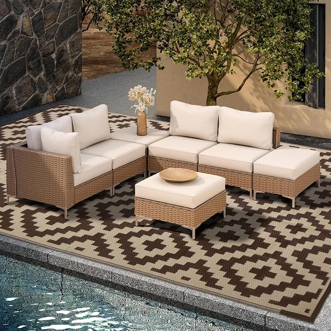 SAND MINE Reversible Mats, Plastic Straw Rug, Modern Area Rug, Large Floor Mat - Image 5