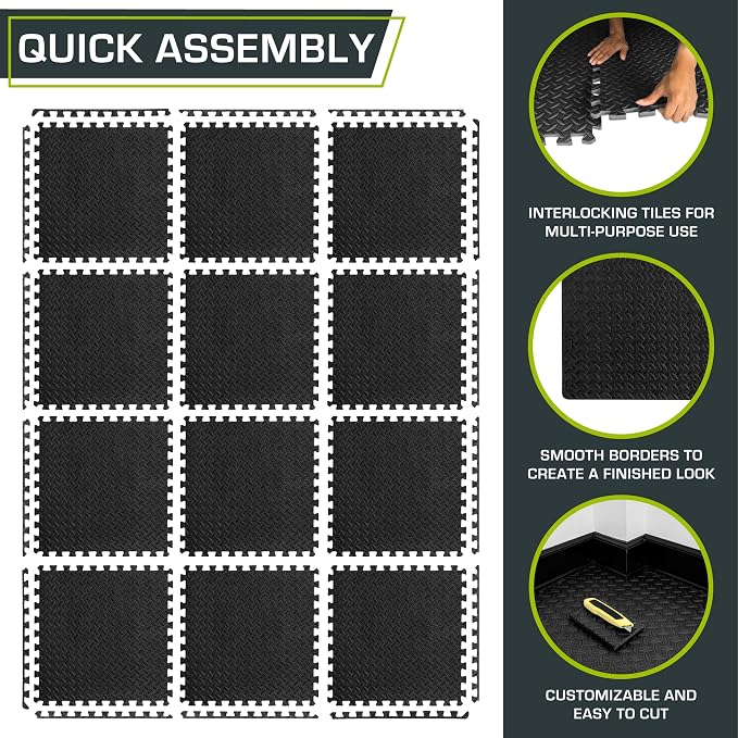 ProsourceFit Exercise Puzzle Mat ½-inch, EVA Interlocking Foam Floor Tiles - Image 6