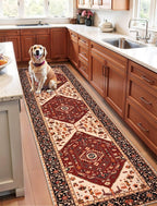 SERISSA Runner Rug for Hallways, Long Boho Rug Vintage Red Black Hallway Stair - Image 3