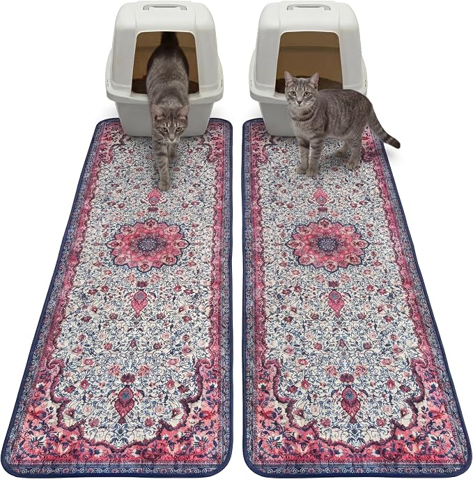 Hompet Cat Litter Mat 2 Pack, 18x54 Large Machine Washable Trapping Mats by Hompet