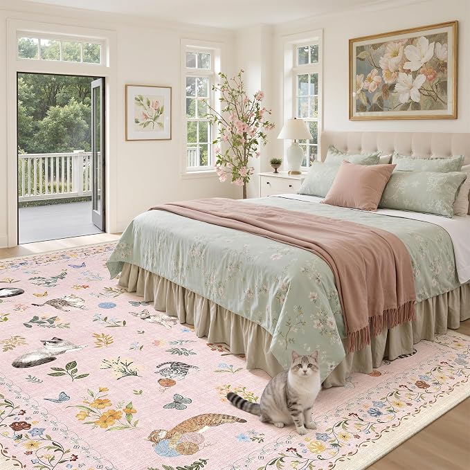 Soalmost Cat 8x10 Pink Area Rugs - Image 3