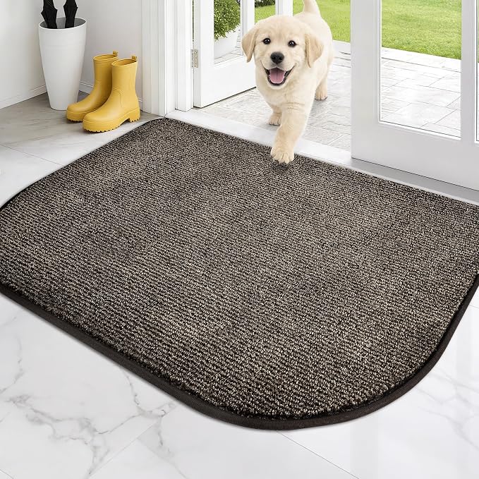PURRUGS Dirt Trapping Door Mat Half Round 32" x 47", Non-Slip Machine Washable by PURRUGS