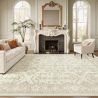 Soalmost 8x10 Area Rugs, Washable Rugs, Large Stain Resistant Beige Area Rug - Image 2