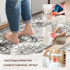 Boho Kitchen Mats for Floor 2 Piece Set Anti Fatigue Cushioned PVC Kitchen Rugs - Image 3