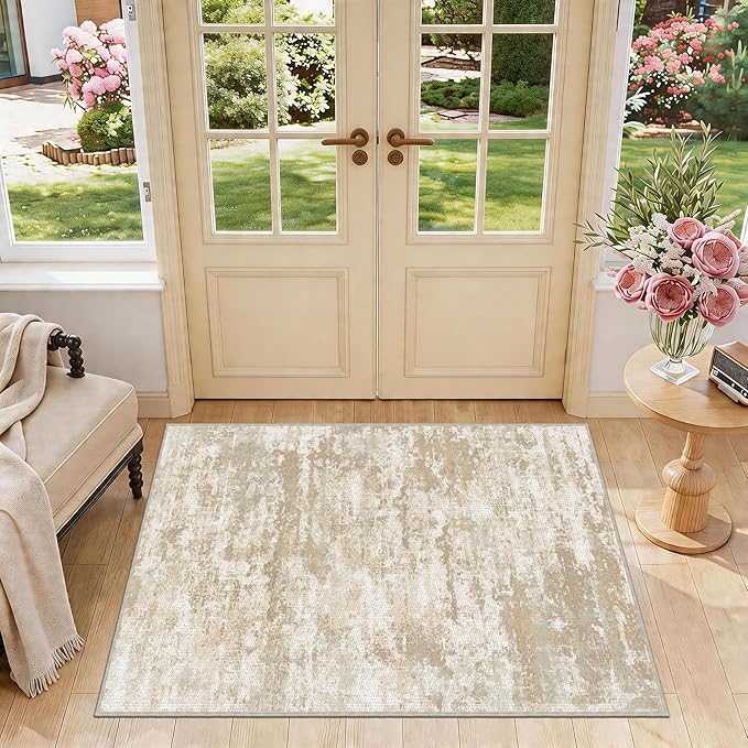 3x5 Area Rug Washable Entryway Rug Non Slip Abstract Tear and Stain Resistance by TTelephant