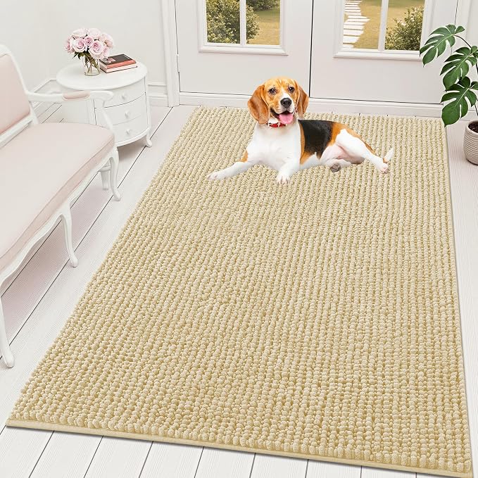 OLANLY Dog Door Mat for Muddy Paws 59x35, Ultra Absorbent Chenille Mud Doormat by OLANLY