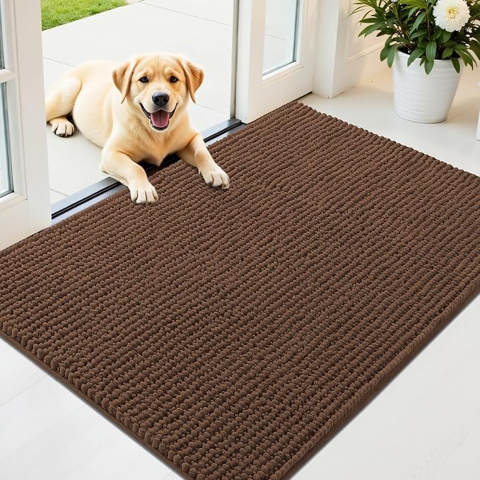OLANLY Dog Door Mat for Muddy Paws 44x32, Ultra Absorbent Chenille Mud Doormat by OLANLY