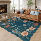 Lahome Floral Washable Area Rug, Ultra-Thin Soft Non-Slip Stain Resistant by Lahome