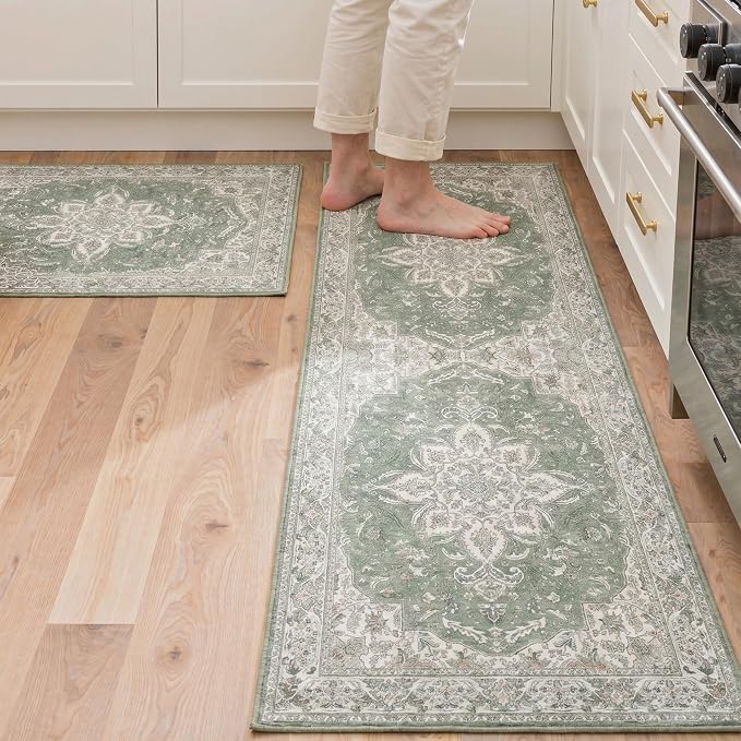 GENIMO Kitchen Rug Sets of 2, Non-Slip Washable Low-Pile Kitchen Mats by GENIMO