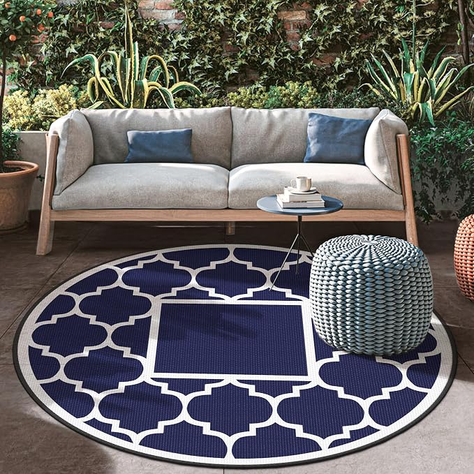 GENIMO 8' Round Outdoor Rug Waterproof by GENIMO