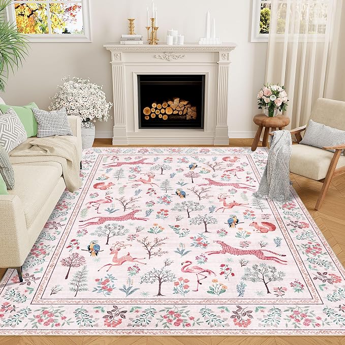 DUKINO 5x7 Rug, Washable Animal Living Room Rug by DUKINO