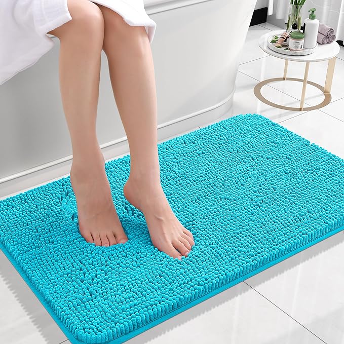 OLANLY Small Bathroom Rugs 24x16, Extra Soft Absorbent Chenille Bath Rugs by OLANLY