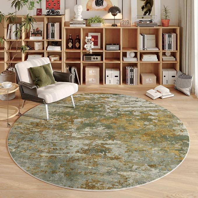 Green Round Area Rugs 4ft Washable Circle Rug by Acapet