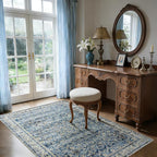Machine Washable Area Rugs 4x6 Blue Low Pile Soft Carpet - Image 8