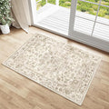 2x3 Washable Neutral Area Rug Beige Vintage Entryway Kitchen Carpet Non-Slip by WondRg