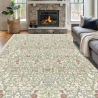 Vintage Light Green Living Room Rug, 9x12 Washable Area Rugs - Image 3