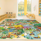 Hazo Haus Extra Large Jungle Explorer Rug 8x10 – Vibrant Cartoon Safari by HazoHaus
