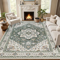 Area Rugs 10x14 Living Room Rug: Washable Rug Soft Vintage Boho Medallion by EXPEDIX