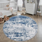 Round Area Rug for Living Room: 4 ft Washable Modern Abstract Soft Thin Rug - Image 3