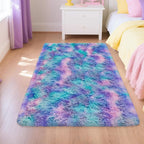 Tie-Dyed Purple Blue Rainbow Kids Rug by TENNOLA