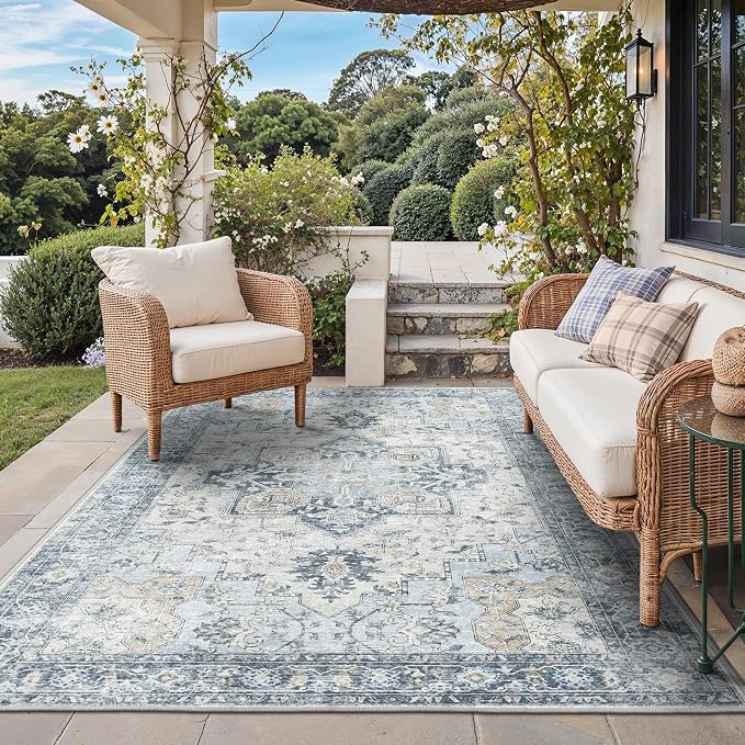 GENIMO Outdoor & Indoor Area Rug 5'x8', Waterproof, Non-Shedding, Easy Cleaning by GENIMO